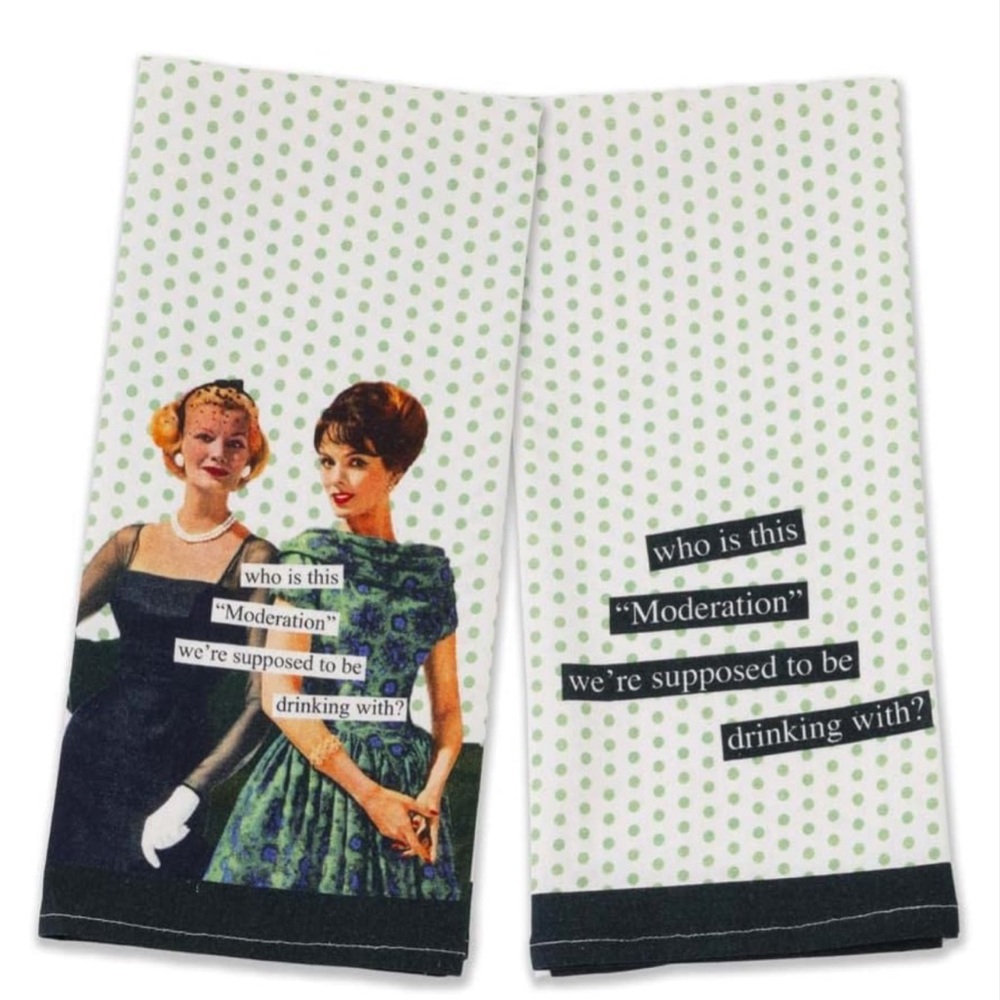 Boston International Anne Taintor Cotton Kitchen Towels Set of 2 Moderation Who?